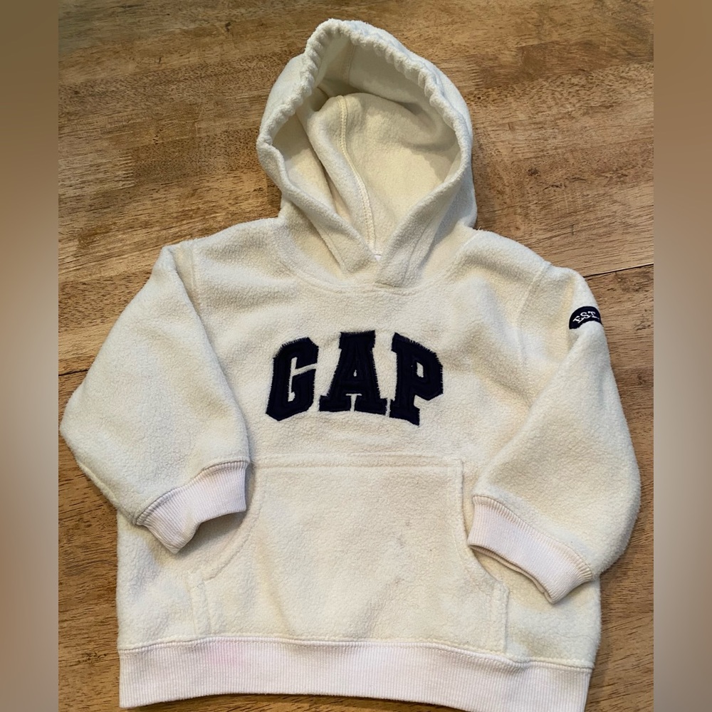 Vintage Baby Gap 12-18 Months‎ Off White Graphic Hoodie W/Pouch